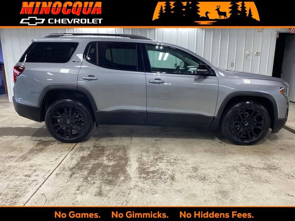 2023 GMC Acadia SLT in Sterling Metallic — front three-quarter view