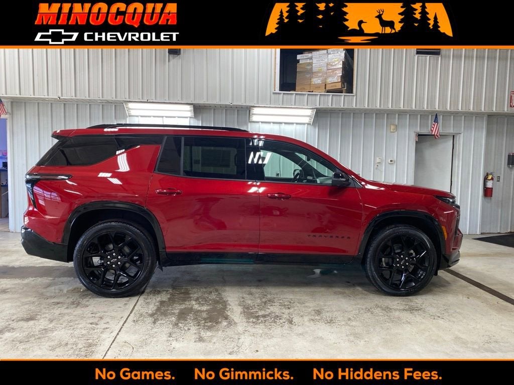 2026 Chevrolet Traverse RS in Radiant Red Tintcoat — front three-quarter view
