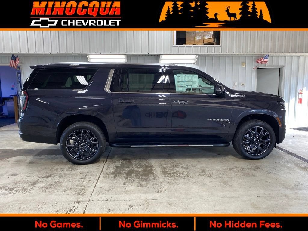 2026 Chevrolet Suburban High Country in Dark Ash Metallic — front three-quarter view
