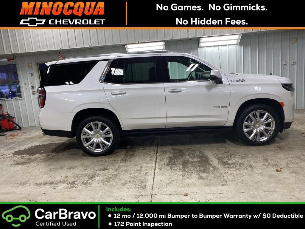 2022 Chevrolet Tahoe High Country in Iridescent Pearl Tricoat — front three-quarter view