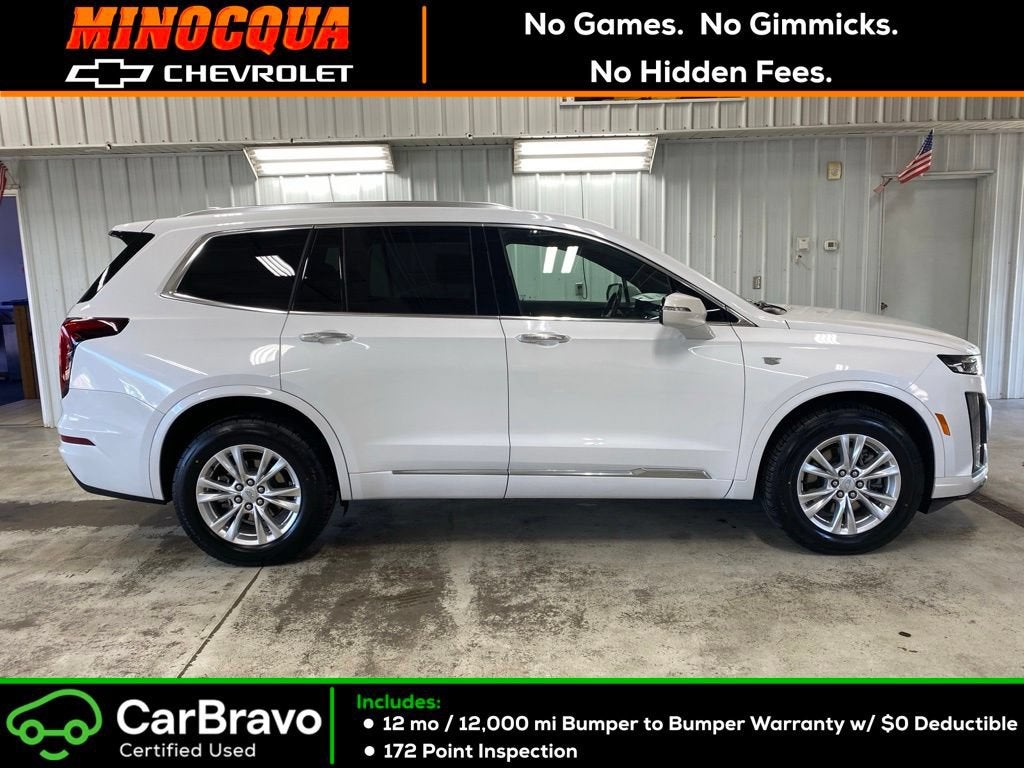 2024 Cadillac XT6 Luxury in Crystal White Tricoat — front three-quarter view