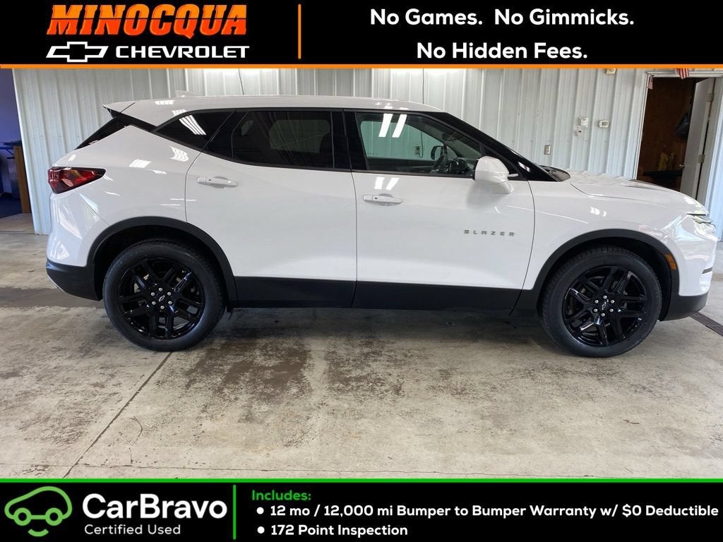 2023 Chevrolet Blazer 2LT in Summit White — front three-quarter view